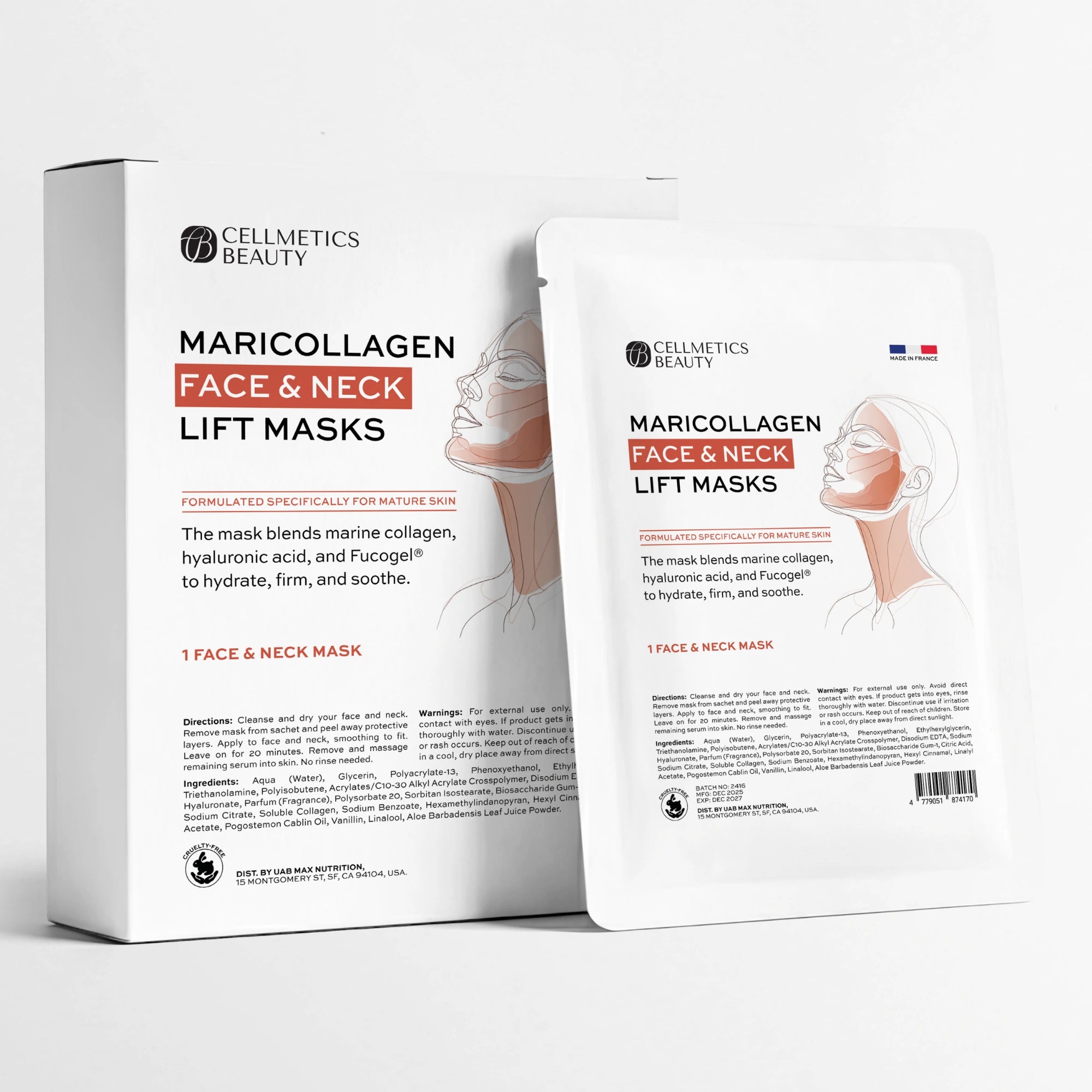 Maricollagen Face & Neck Lift Masks (3, 6 or 12 pcs)